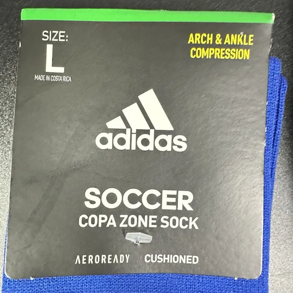 Adidas Soccer Copa Zone Socks Blue Large Over Calf Arch Ankle Compression 2 NEW